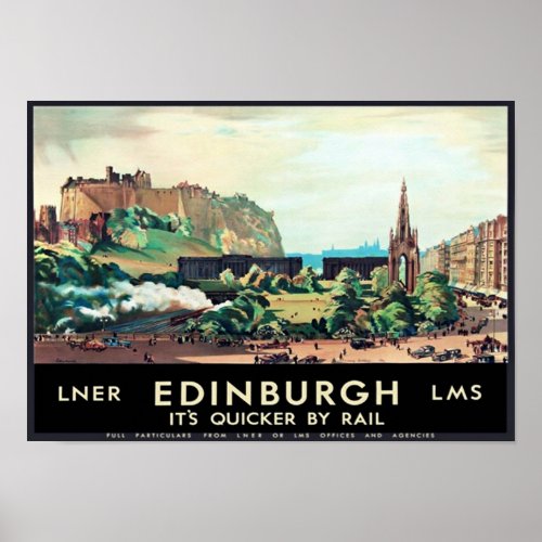 Vintage Edinburgh Scotland Travel Poster