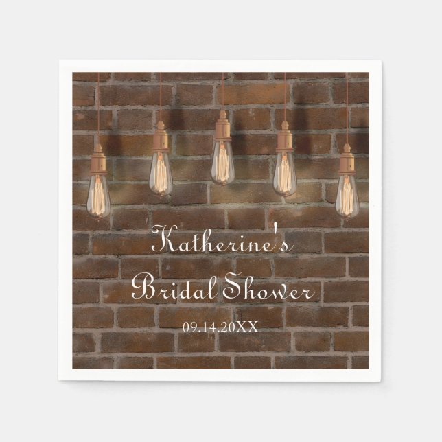 Vintage Edison Lightbulbs Industrial Wedding Napkins (Front)