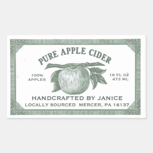 Vintage Editable Apple Cider Label Green