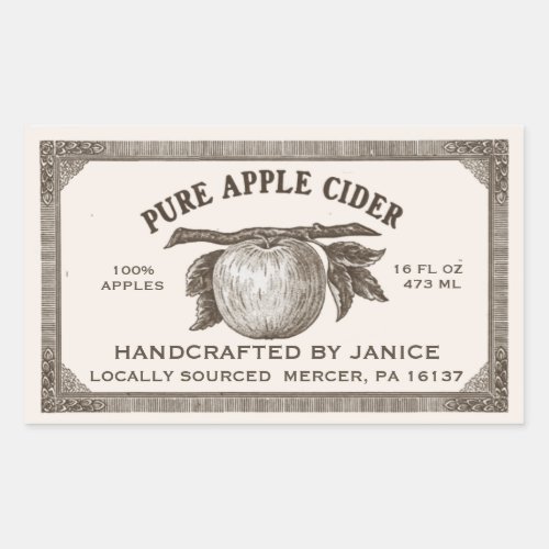 Vintage Editable Apple Cider Label Red and Ivory