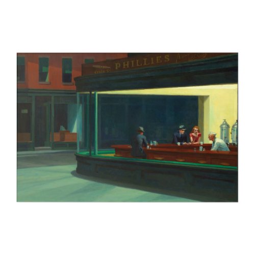 Vintage Edward Hopper Nighthawks Diner Poster Acrylic Print