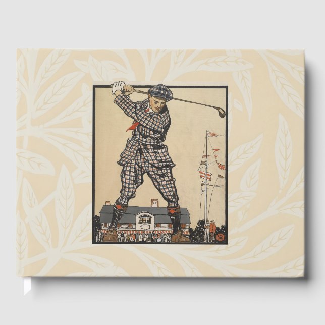 Vintage Edward Penfield Golf Illustration Art Guest Book (Front)