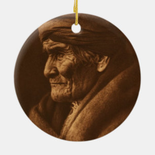 Vintage Edward S Curtis Geronimo Photograph Ceramic Ornament
