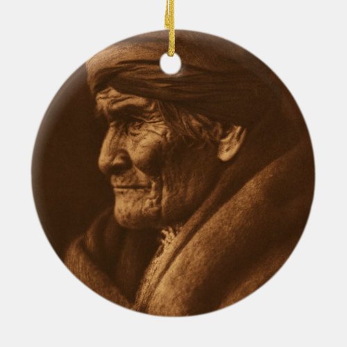 Vintage Edward S Curtis Geronimo Photograph Ceramic Ornament