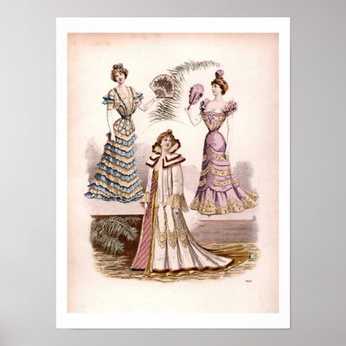  Vintage Edwardian Costume Fashion Illustration Poster