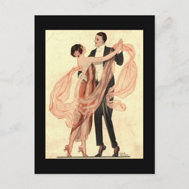 Vintage Edwardian Dancing Couple Postcard (Front)