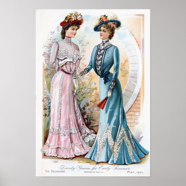Vintage Edwardian Early Summer Dresses Poster (Front)