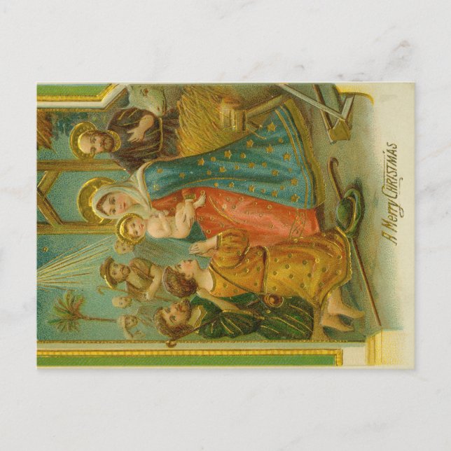 Vintage Edwardian Era Nativity Christmas Card (Front)
