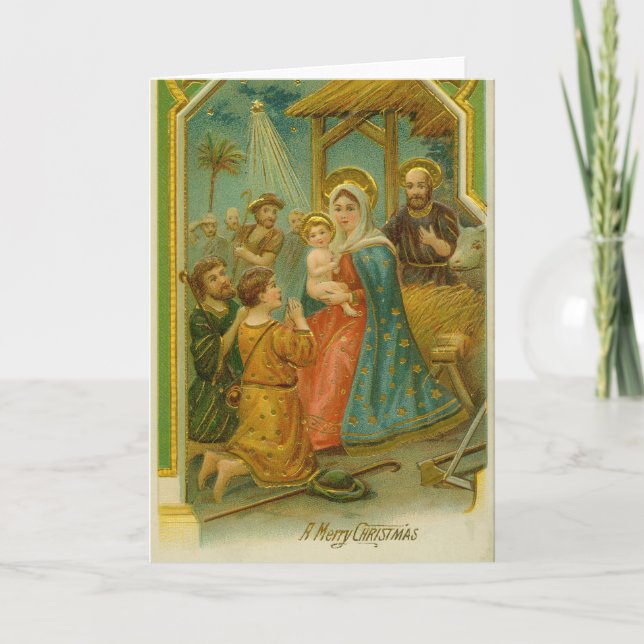 Vintage Edwardian Era Nativity Christmas Card (Front)