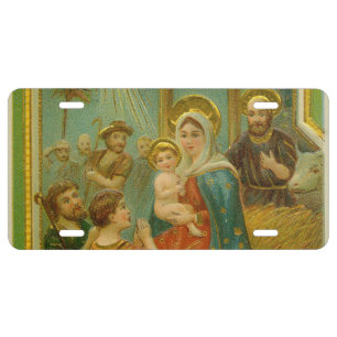 Vintage Edwardian Era Nativity Christmas Card License Plate