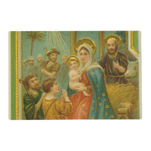 Vintage Edwardian Era Nativity Christmas Card Placemat
