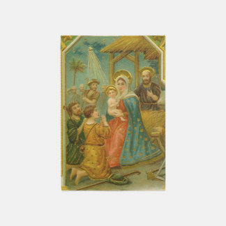 Vintage Edwardian Era Nativity Christmas Card Rug