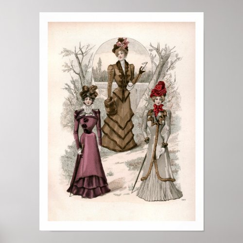  Vintage Edwardian Fashion 3 Ladies In Woods Poster
