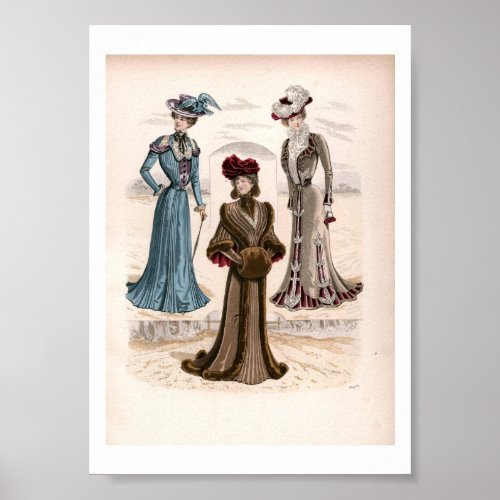  Vintage Edwardian Fashion Hats Illustration  Poster