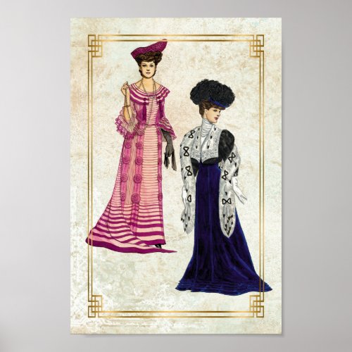 Vintage Edwardian Fashion Models Daywear Dresses Poster