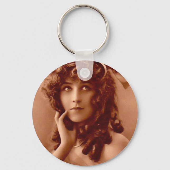 Vintage Edwardian Girl Keychain (Front)