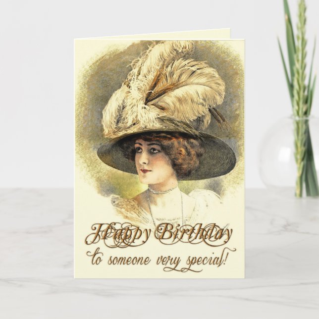 Vintage Edwardian Lady Birthday Card (Front)