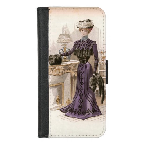 Vintage Edwardian Lady Fox Fashion Illustration   iPhone 87 Wallet Case