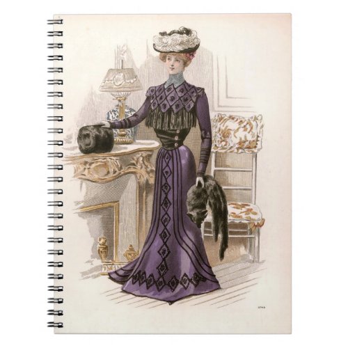 Vintage Edwardian Lady Fox Fashion Illustration  Notebook