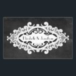 Vintage Edwardian Wedding Rectangular Sticker<br><div class="desc">Beautiful and fancy wedding stickers featuring a pretty vintage Edwardian era frame on a whimsical blackboard background. Customize it with your own text.</div>