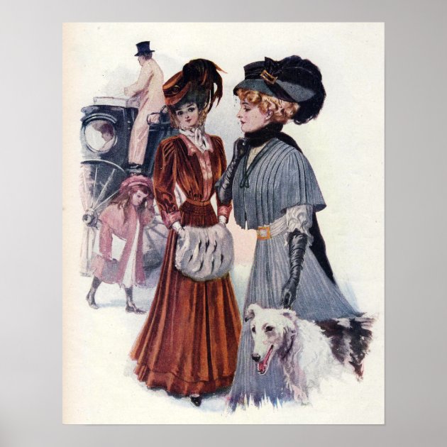 Vintage Edwardian Winter Fashion Poster 