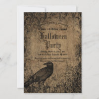 Vintage Eerie Gothic Spooky Raven Halloween Party