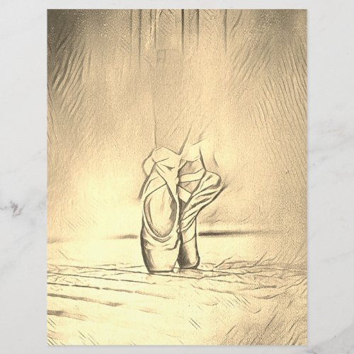 Vintage Effect Ballet Shoes Stationery Paper