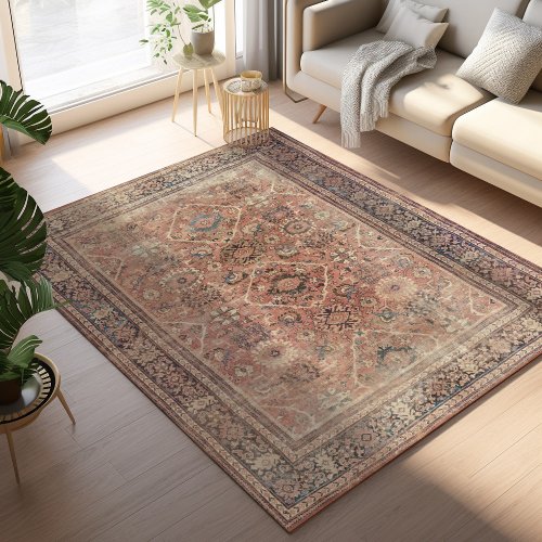 Vintage_Effect Heriz Carpet Persia Burnt Orange  Rug