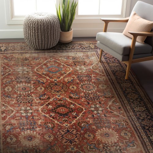 Vintage_Effect Heriz Carpet Persia Burnt Sienna Rug