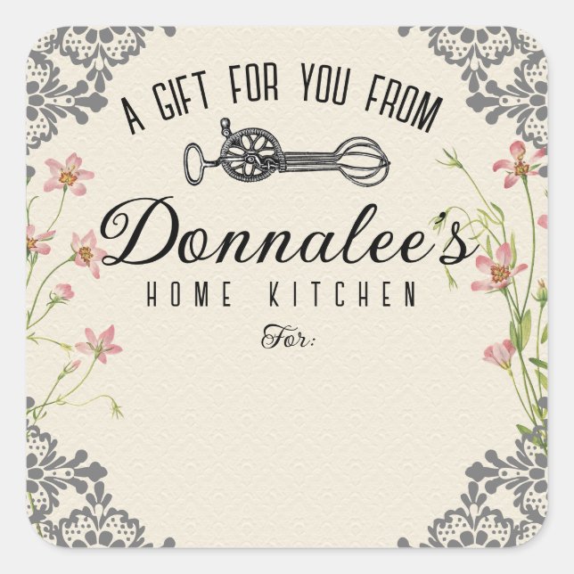 Vintage egg beater bakery baking gift tag label (Front)