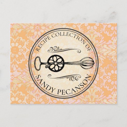 Vintage egg beater baking personalized recipe card