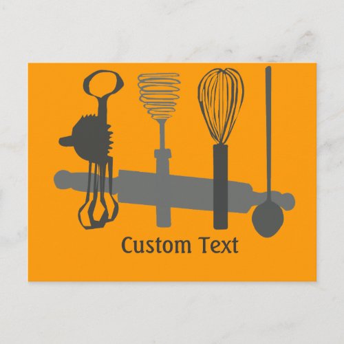 Vintage Egg Beaters Spoon and Rolling Pin Designs Postcard
