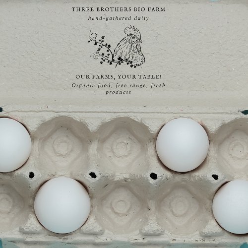 Vintage Egg Carton Chicken Custom Family Farm Rubber Stamp
