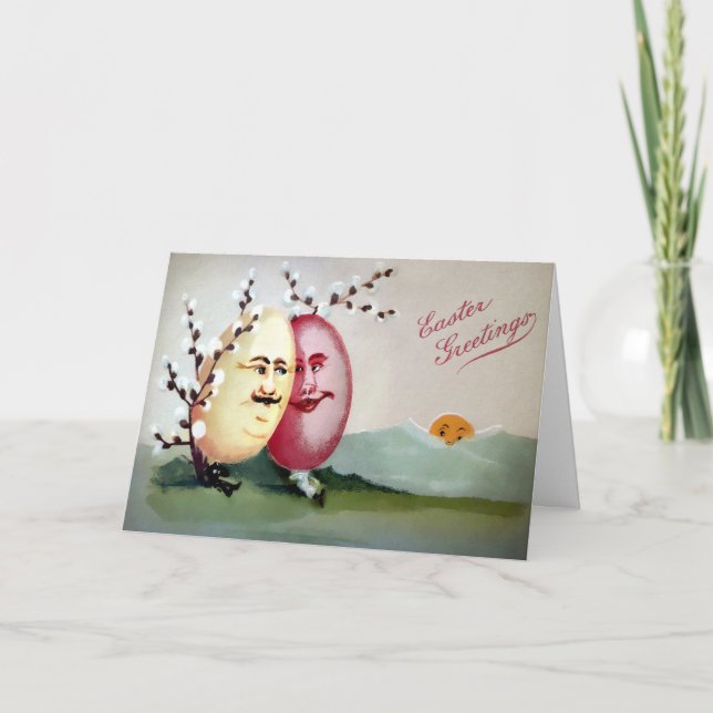 Vintage Egg Couple Easter Card (Front)