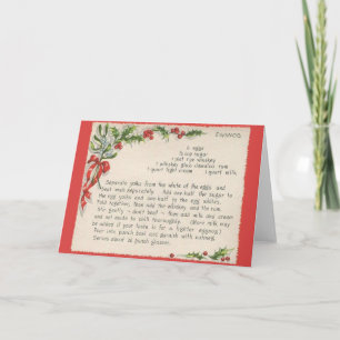 Vintage Eggnog Recipe Christmas Greeting Card