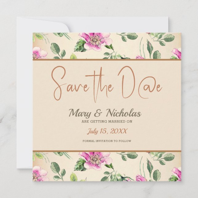 Vintage Eglantine Wedding Save the Date Invitation (Front)