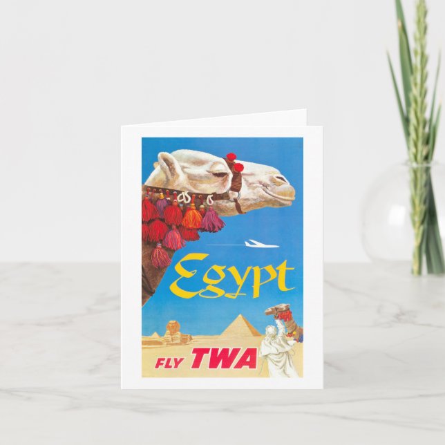 Vintage Egypt Air Travel Advertisement Card (Front)