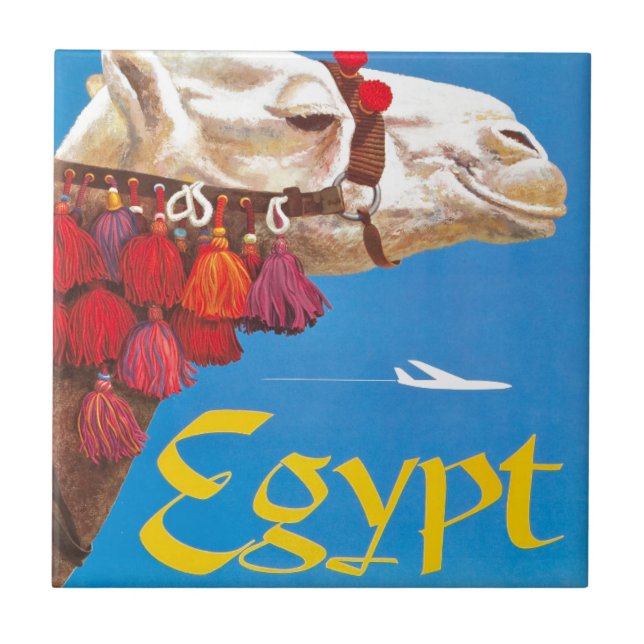 Vintage Egypt Air Travel Advertisement Ceramic Tile (Front)