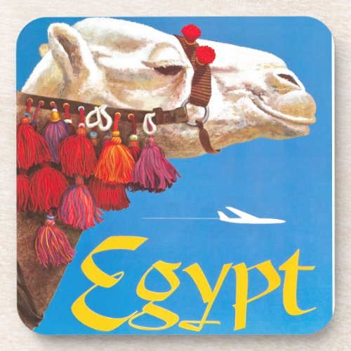 Vintage Egypt Air Travel Advertisement Coaster