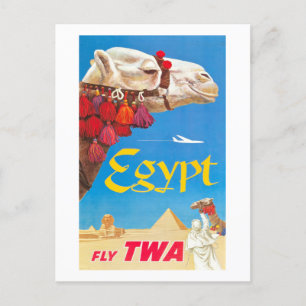 Vintage Egypt Air Travel Advertisement Holiday Postcard