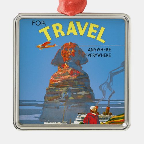 Vintage Egypt Air Travel Advertisement Metal Ornament