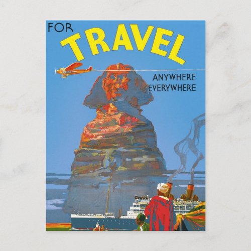 Vintage Egypt Air Travel Advertisement Postcard