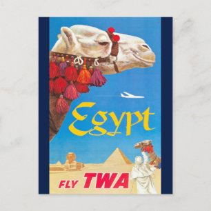 Vintage Egypt Air Travel Advertisement Postcard