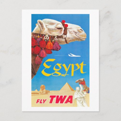 Vintage Egypt Air Travel Advertisement Postcard