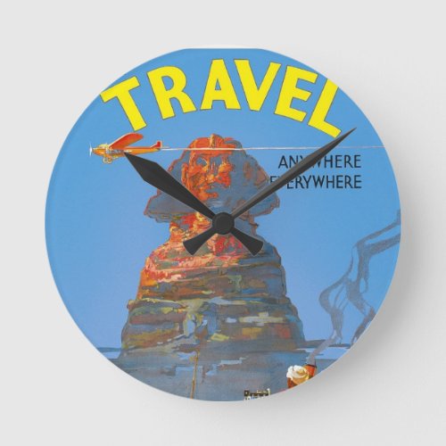 Vintage Egypt Air Travel Advertisement Round Clock