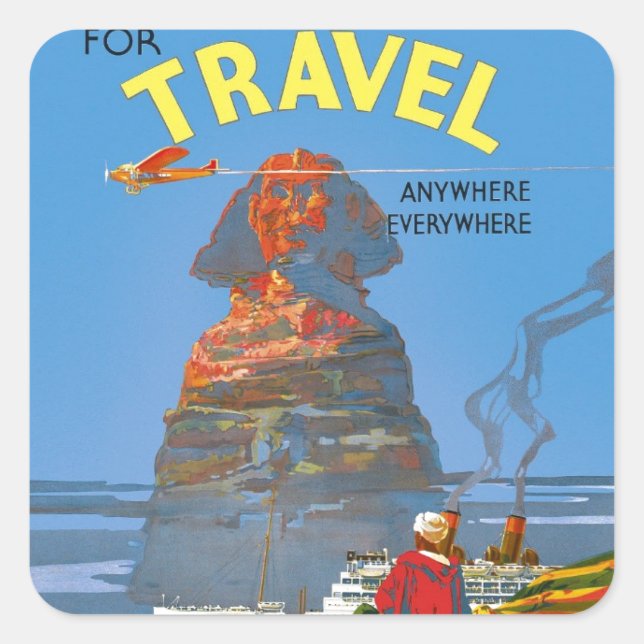 Vintage Egypt Air Travel Advertisement Square Sticker (Front)