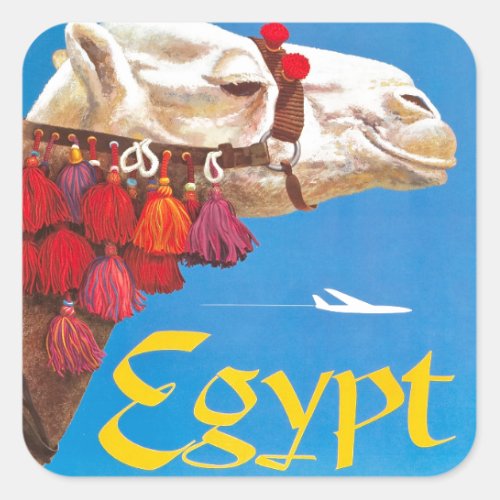 Vintage Egypt Air Travel Advertisement Square Sticker