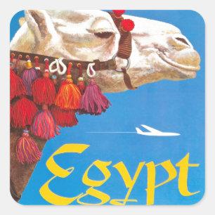 Vintage Egypt Air Travel Advertisement Square Sticker