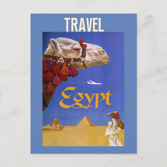 Vintage Egypt Camel Pyramid Desert Travel Postcard (Front)