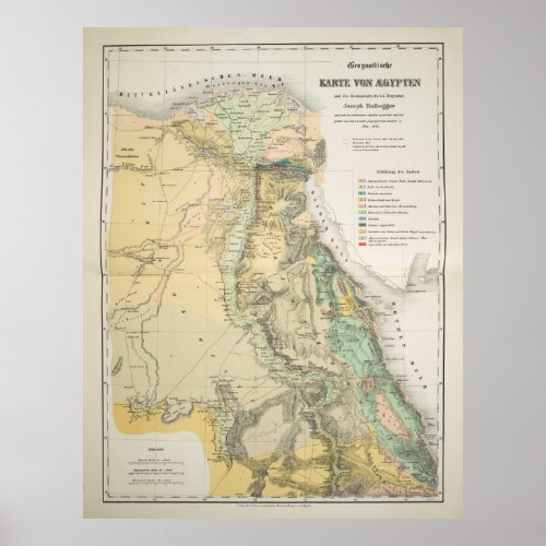 Vintage Egypt Geology Map 1842 Poster